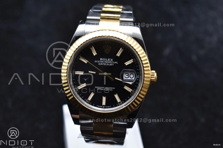 Edition Clean YG Steel 41 Dial on 904L Black 1:1 Bracelet Oyster SS DateJust Stick VR3235 126333 Best 0402